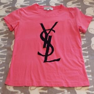 Yves Saint Laurent Pink Tee with Black Logo